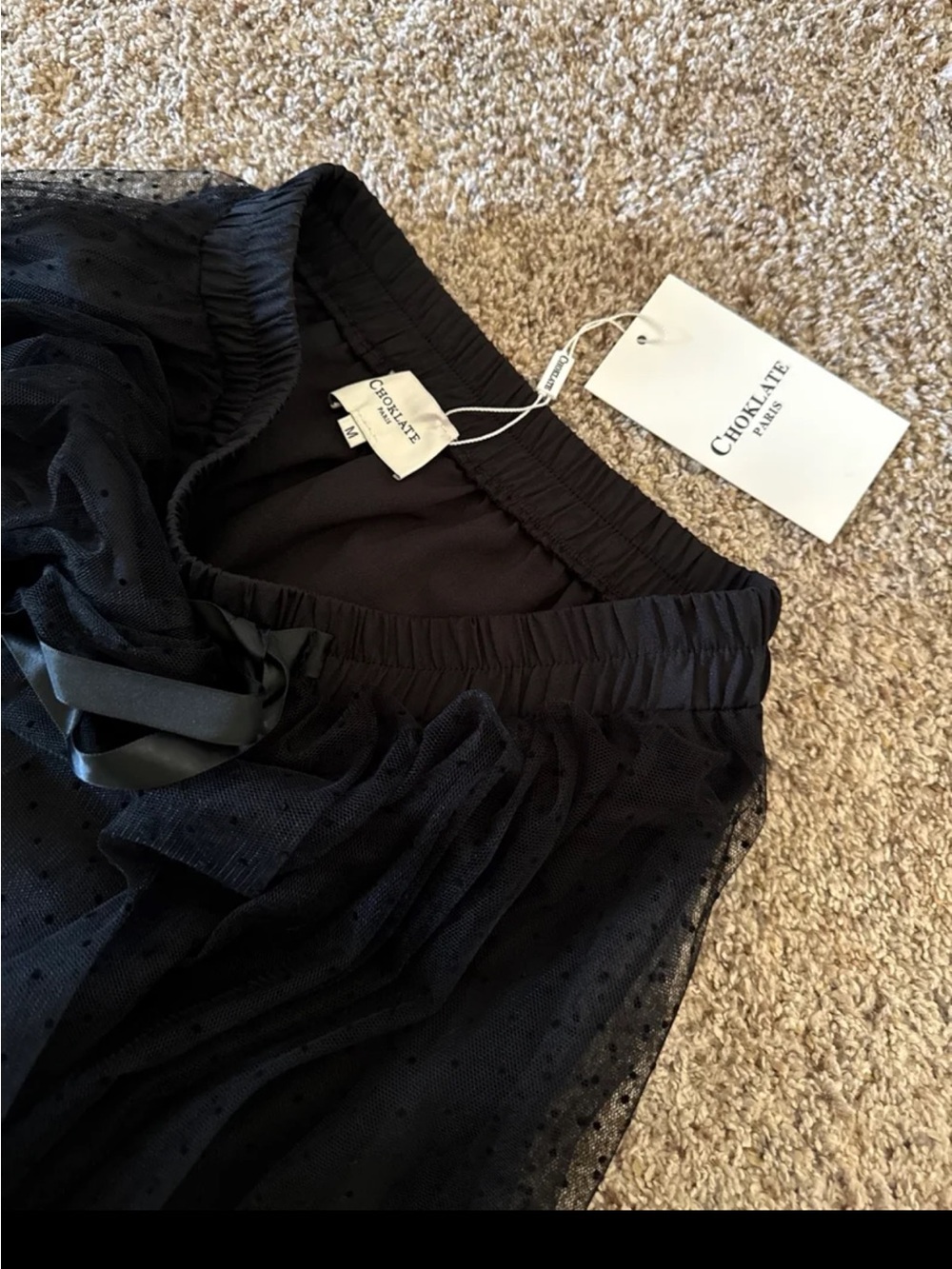 NWT CHOKLATE PARIS Aria skirt in dotted tulle in Black size Medium - Picture 11 of 12